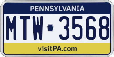 PA license plate MTW3568