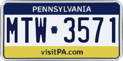 PA license plate MTW3571