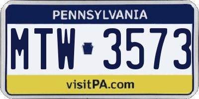 PA license plate MTW3573