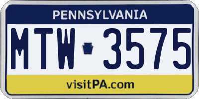 PA license plate MTW3575
