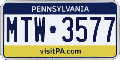 PA license plate MTW3577