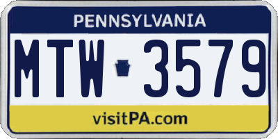 PA license plate MTW3579