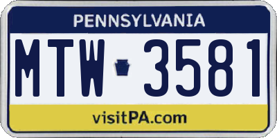 PA license plate MTW3581