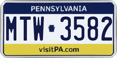 PA license plate MTW3582