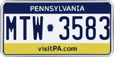 PA license plate MTW3583