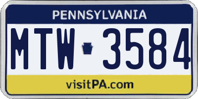 PA license plate MTW3584