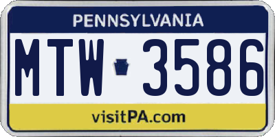 PA license plate MTW3586