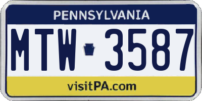 PA license plate MTW3587