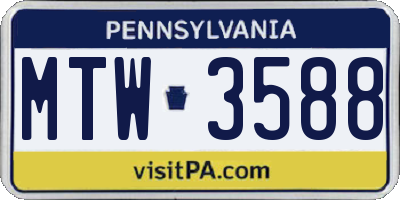 PA license plate MTW3588