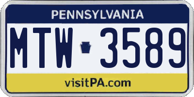 PA license plate MTW3589