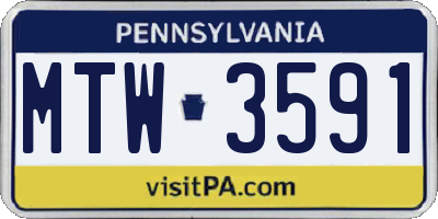 PA license plate MTW3591