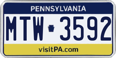 PA license plate MTW3592