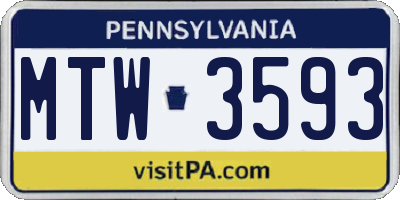 PA license plate MTW3593