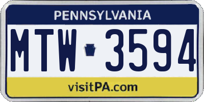 PA license plate MTW3594