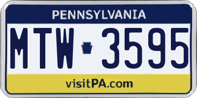 PA license plate MTW3595