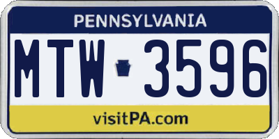 PA license plate MTW3596
