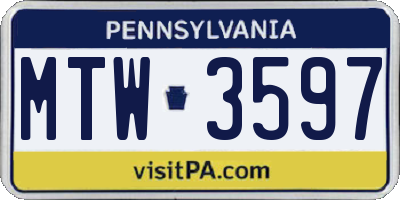 PA license plate MTW3597