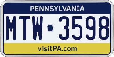 PA license plate MTW3598