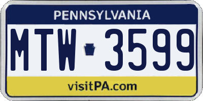 PA license plate MTW3599
