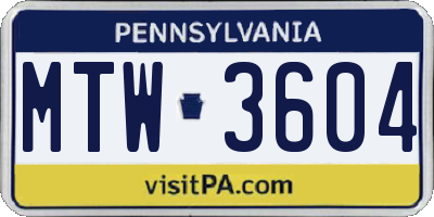 PA license plate MTW3604