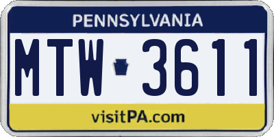 PA license plate MTW3611