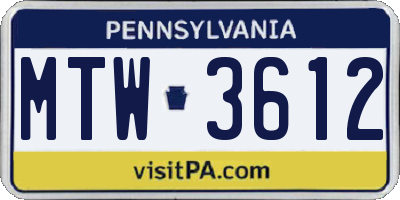 PA license plate MTW3612