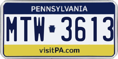 PA license plate MTW3613