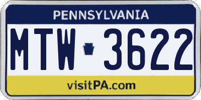 PA license plate MTW3622