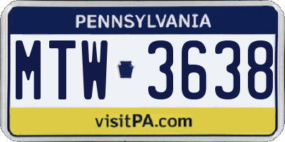 PA license plate MTW3638