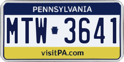PA license plate MTW3641