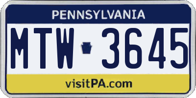 PA license plate MTW3645