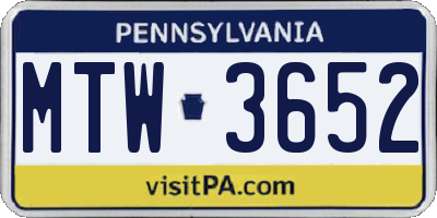 PA license plate MTW3652