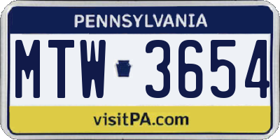 PA license plate MTW3654