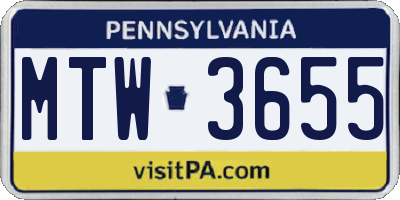 PA license plate MTW3655