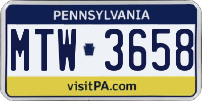 PA license plate MTW3658