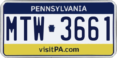 PA license plate MTW3661