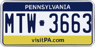 PA license plate MTW3663