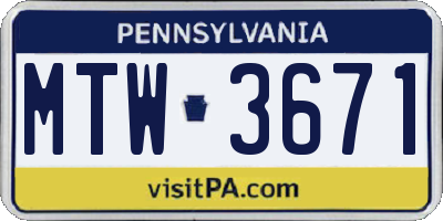 PA license plate MTW3671