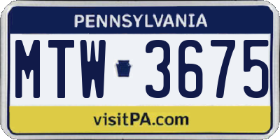 PA license plate MTW3675