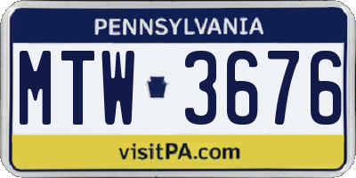 PA license plate MTW3676