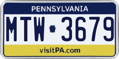PA license plate MTW3679