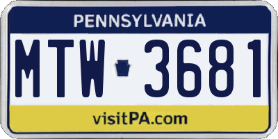 PA license plate MTW3681