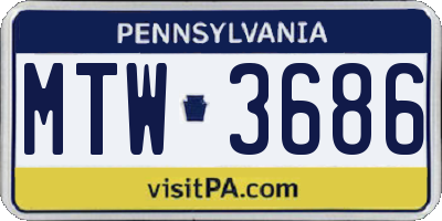 PA license plate MTW3686