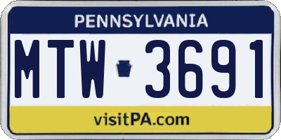 PA license plate MTW3691