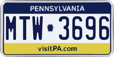 PA license plate MTW3696