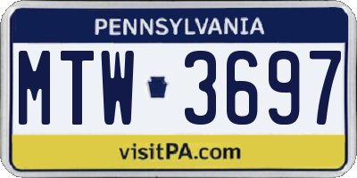 PA license plate MTW3697
