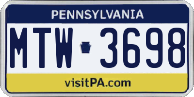 PA license plate MTW3698