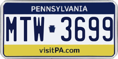PA license plate MTW3699