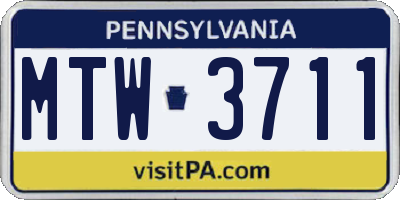 PA license plate MTW3711