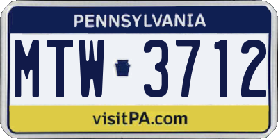 PA license plate MTW3712
